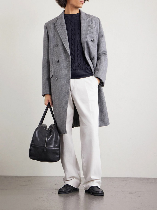 Photo: Dunhill - Cable-Knit Cotton Sweater - Blue
