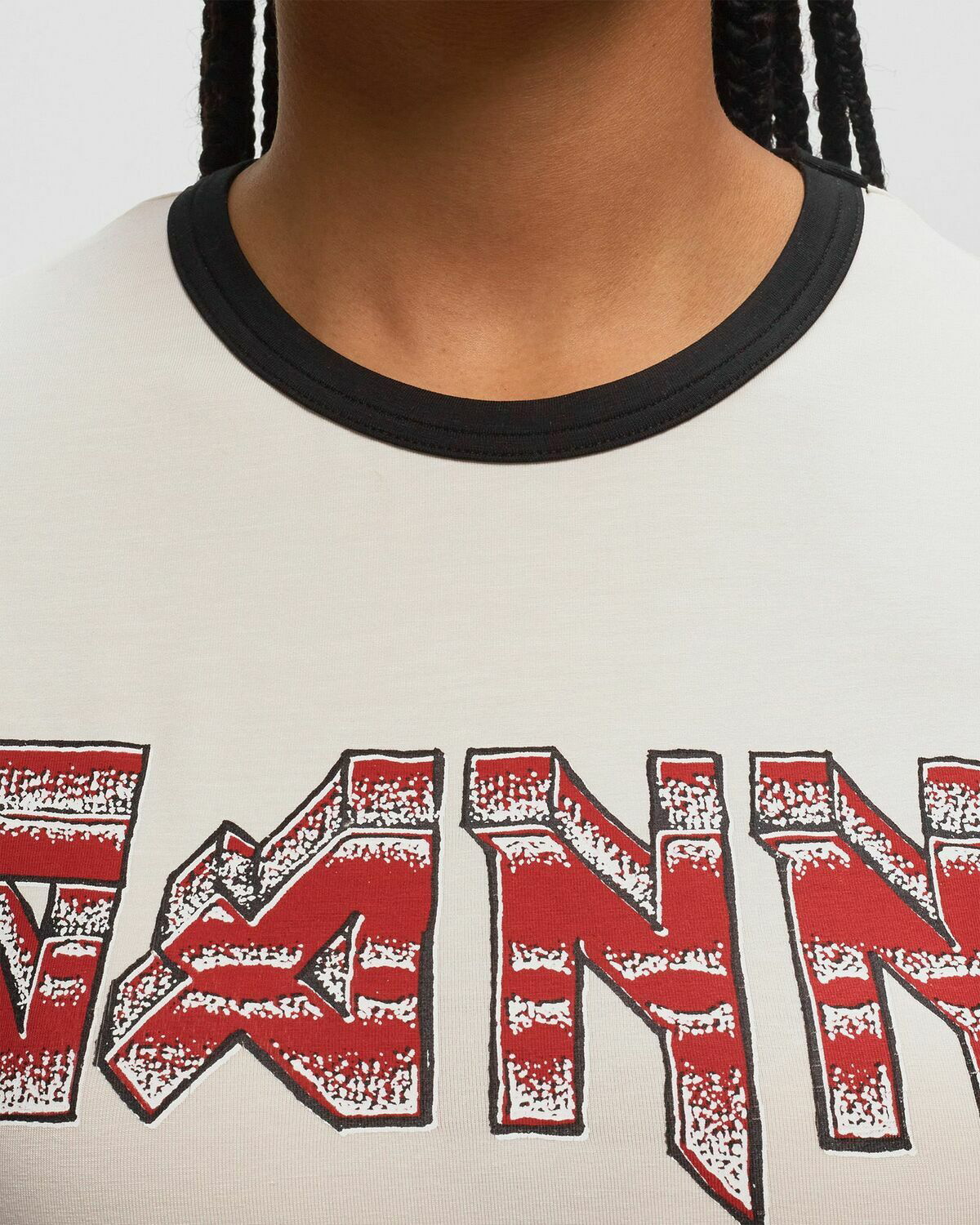 Ganni Wmns Light Stretch Jersey Ganni Fitted T Shirt Red|Beige