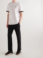 Moncler - Slim-Fit Logo-Print Shell-Trimmed Cotton-Jersey Sweatpants - Black