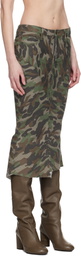 Fax Copy Express Green Camouflage Fishtail Denim Midi Skirt