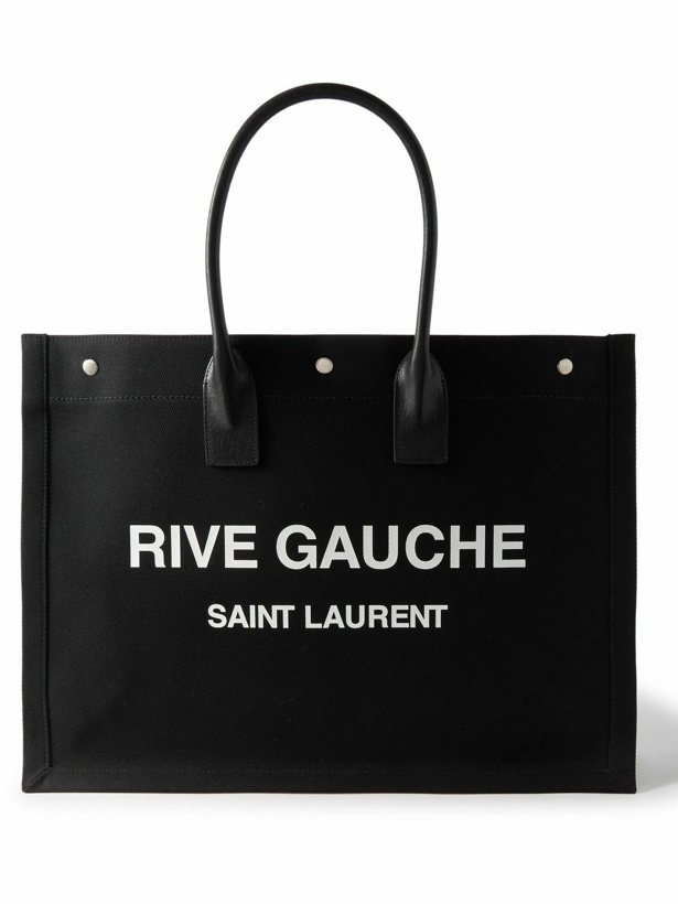 Photo: SAINT LAURENT - Large Leather-Trimmed Logo-Print Twill Tote Bag - Black