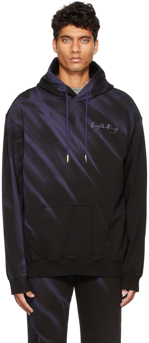 Feng Chen Wang Black & Purple Tie-Dye Hoodie Feng Chen Wang