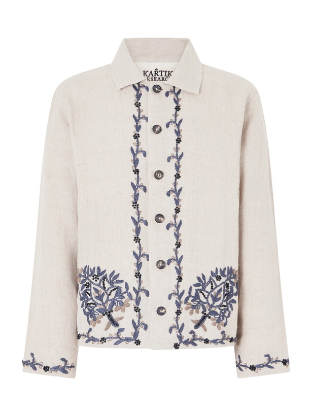Photo: Kartik Research - Bead-embellished Embroidered Linen Jacket - Neutrals