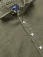 Drake's - Spread Collar Linen Shirt - Green