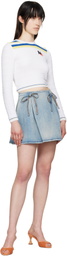 MSGM Blue Bow Accent Denim Miniskirt