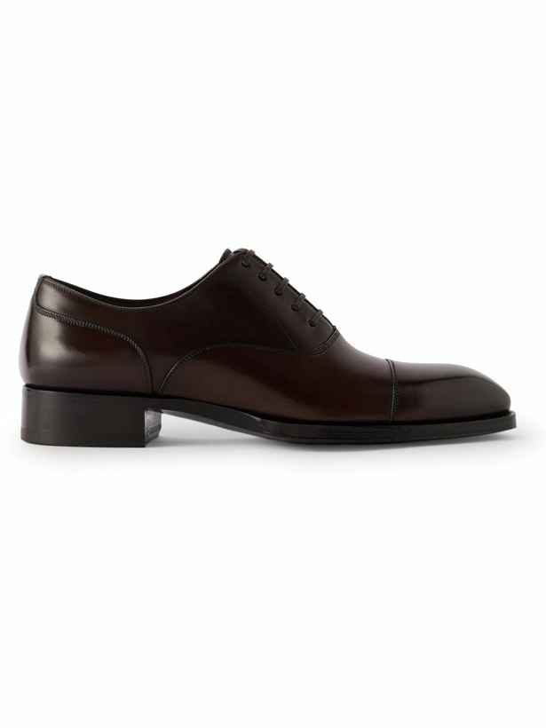 Photo: TOM FORD - Elkan Burnished-Leather Oxford Shoes - Brown