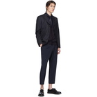 Comme des Garcons Homme Deux Navy Zip-Pin Stripe Blazer