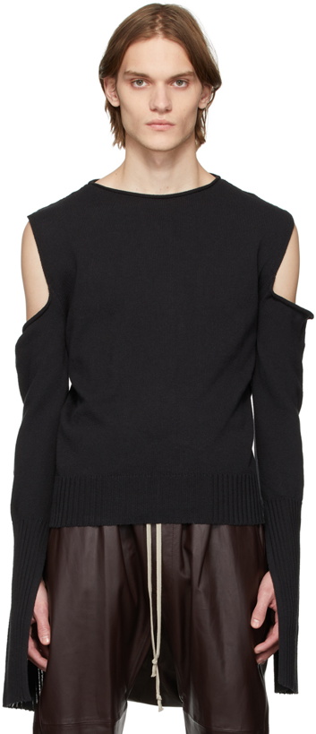 Photo: Rick Owens Black Cape Sleeve Crewneck Sweater