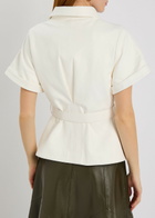 Skiim Eloise Belted Leather Shirt Cream