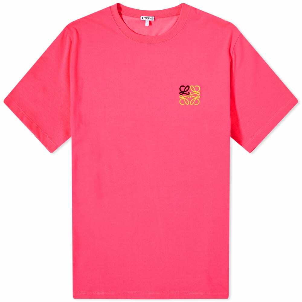 Loewe Men's Anagram T-Shirt in Fluo Pink Loewe