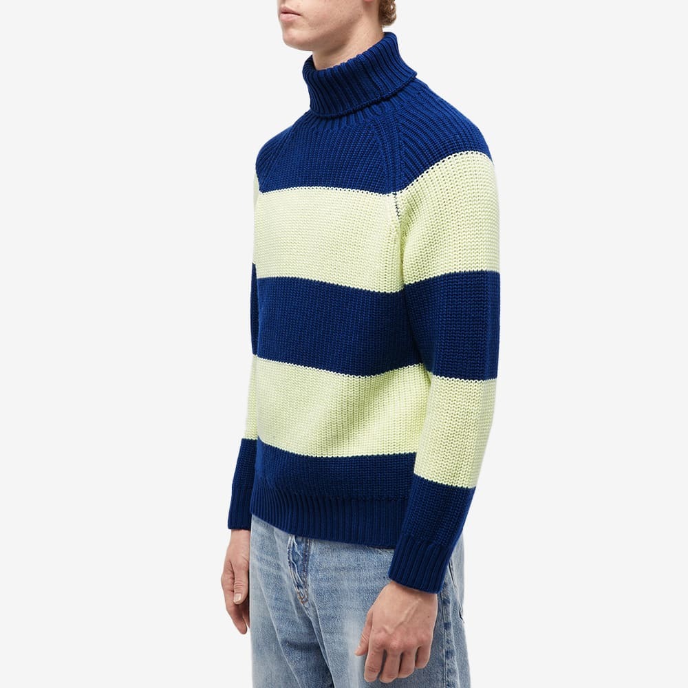 Sunnei Men's Broad Stripe Roll Neck Knit in Light Yellow/Blue Sunnei