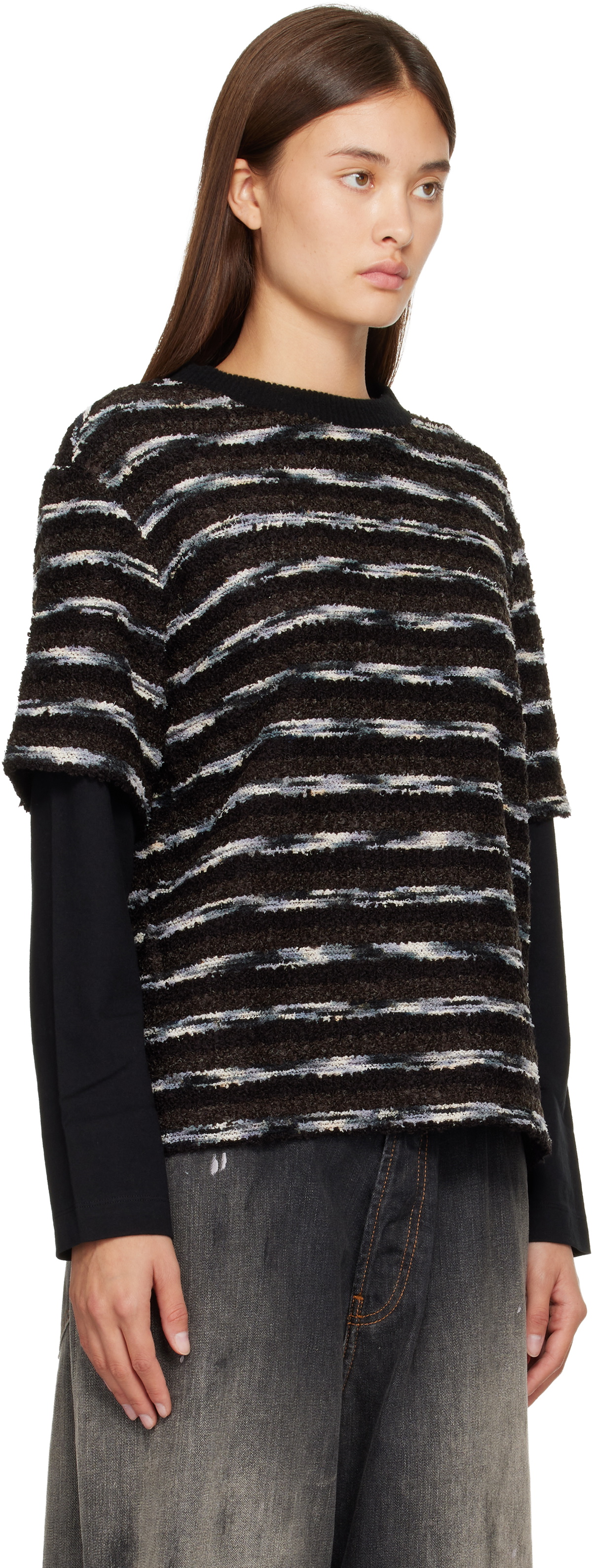 Andersson Bell Black Stripe Layered Sweater