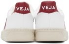 VEJA White & Burgundy V-10 Sneakers