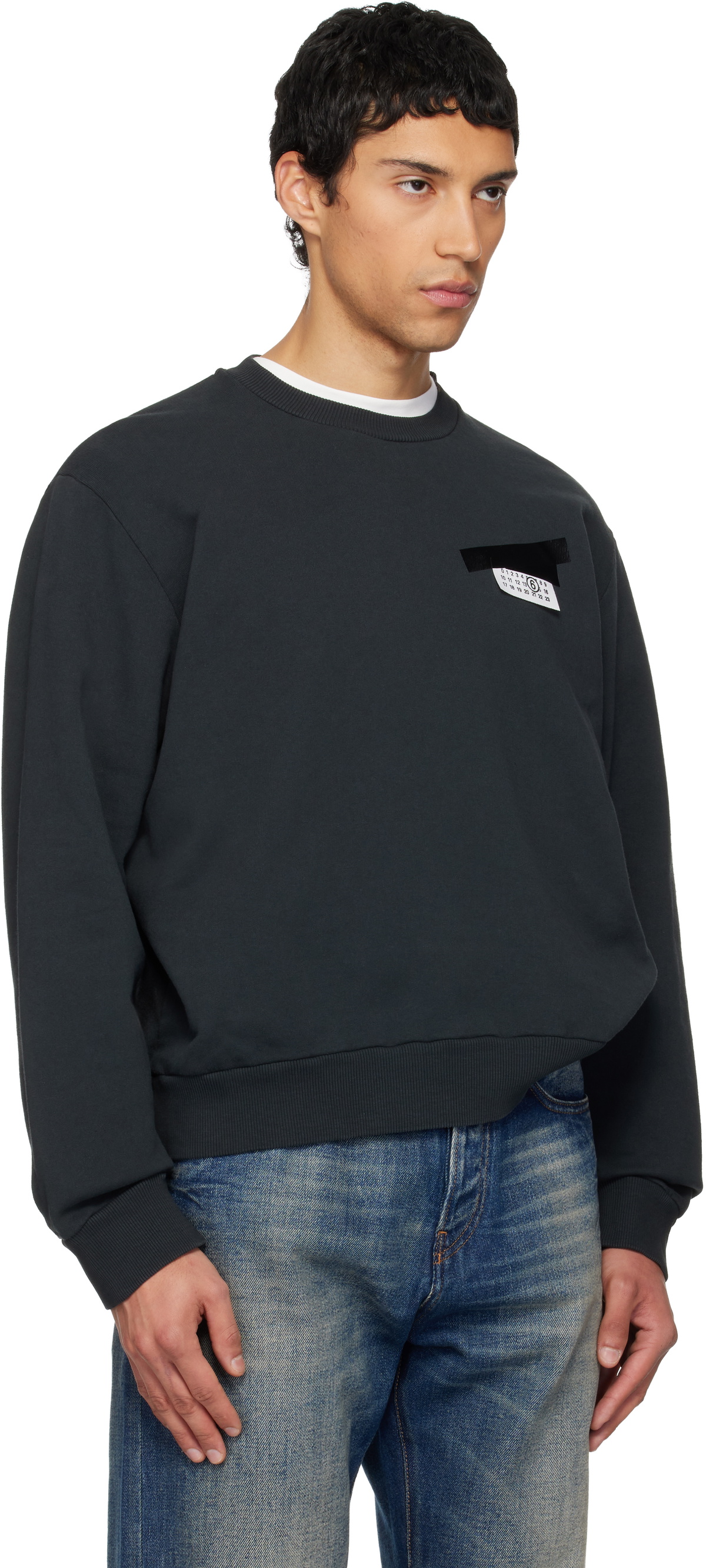 MM6 Maison Margiela Black Numeric Logo Sweatshirt