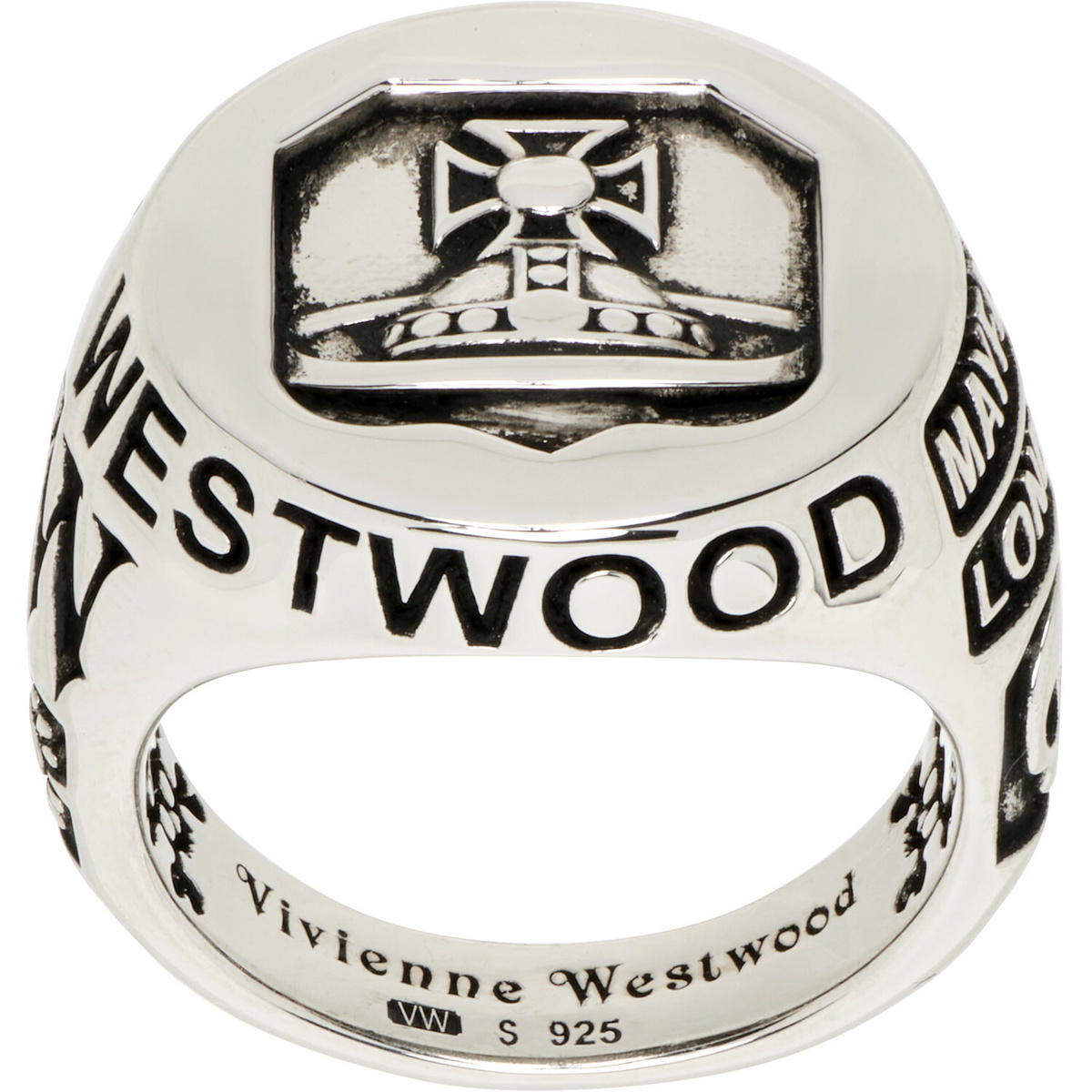 Vivienne Westwood Silver & Black Artemis Ring Vivienne Westwood