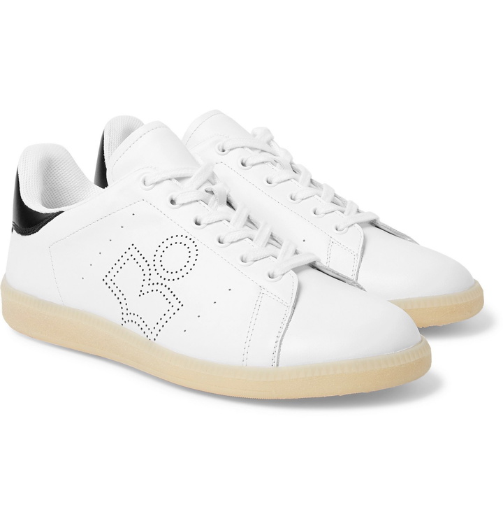 Photo: Isabel Marant - Brevka Logo-Perforated Leather Sneakers - White