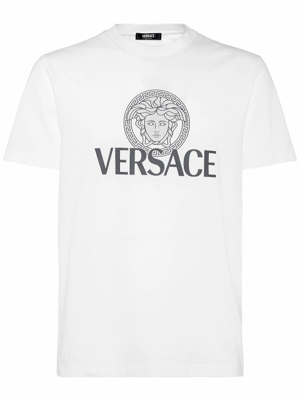 Photo: VERSACE - Versace Logo Cotton Jersey T-shirt
