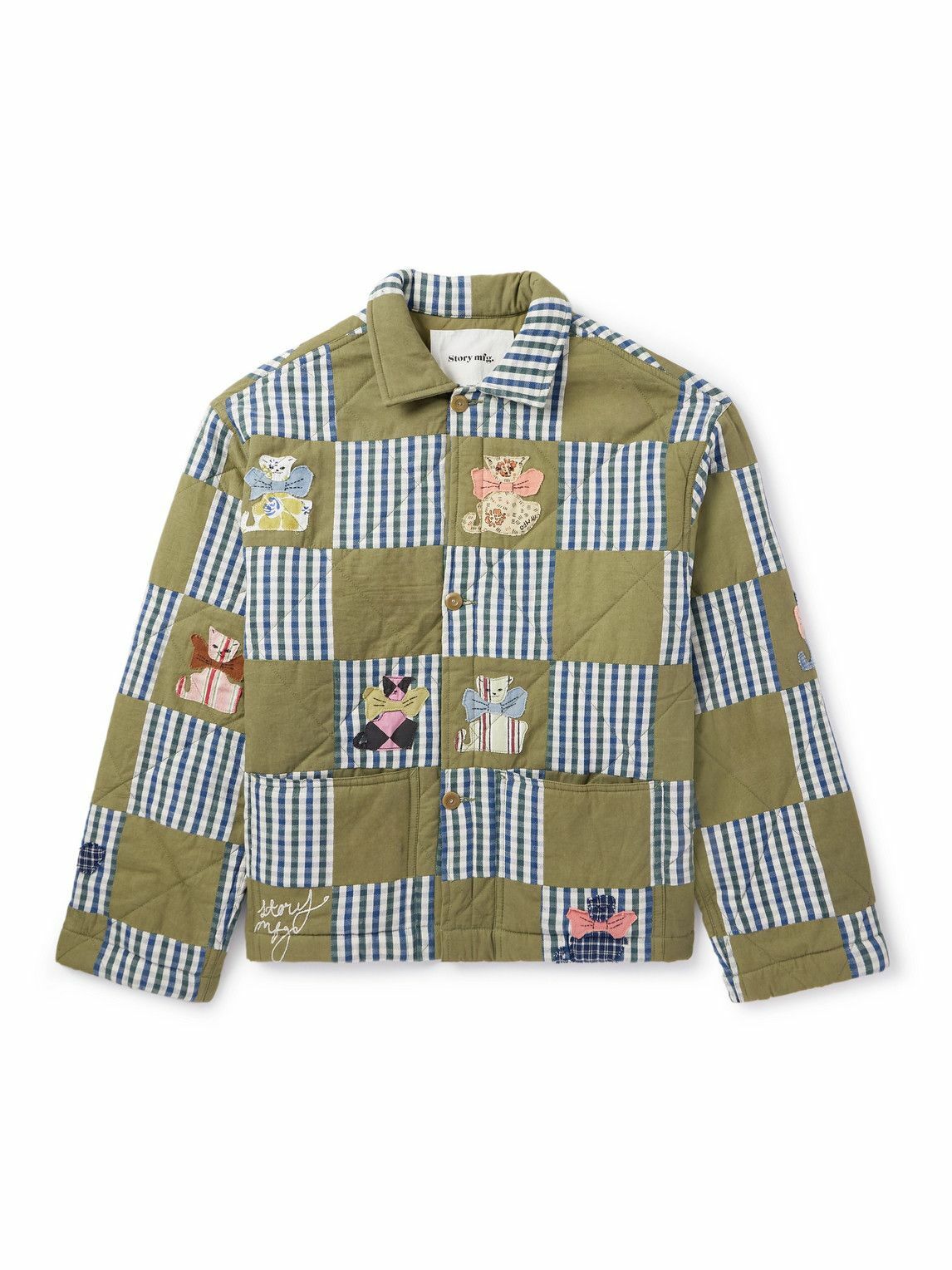 Story mfg. - Short on Time Patchwork Organic Cotton Jacket - Green