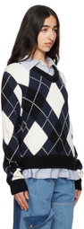 Charles Jeffrey LOVERBOY Navy & White Smart Sweater
