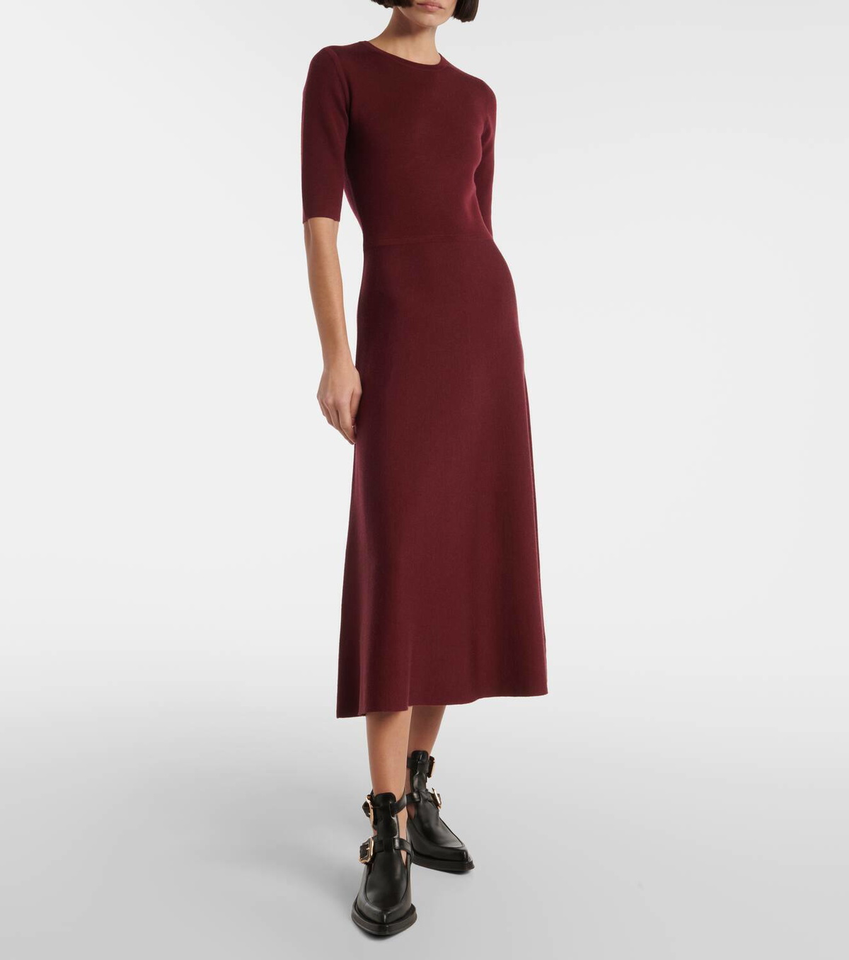 knee length dresses for ladies Amor Knit Midi Dress in Heather Grey Cashmere Silk – Gabriela Hearst main image 1