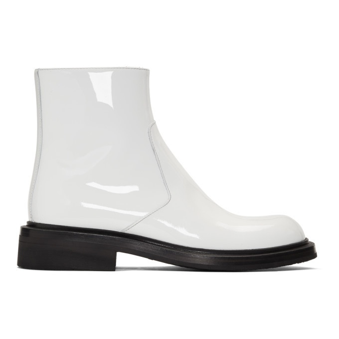 Photo: Prada White Patent Zip Boots