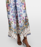 Camilla Embellished printed silk satin midi dress