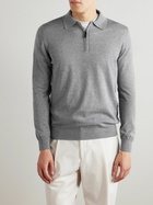 Canali - Wool Half-Zip Polo Shirt - Gray