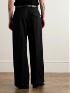 Jil Sander - Wide-Leg Pleated Grain de Poudre Wool Trousers - Black