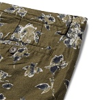 Club Monaco - Maddox Floral-Print Linen and Cotton-Blend Shorts - Army green