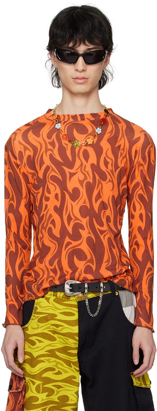 Photo: ERL Orange Flame Long Sleeve T-Shirt