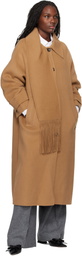 KIMHĒKIM Tan Alpaca Fringe Scarf Long Coat