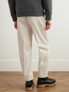 Brunello Cucinelli - Straight-Leg Pleated Cotton-Corduroy Trousers - White