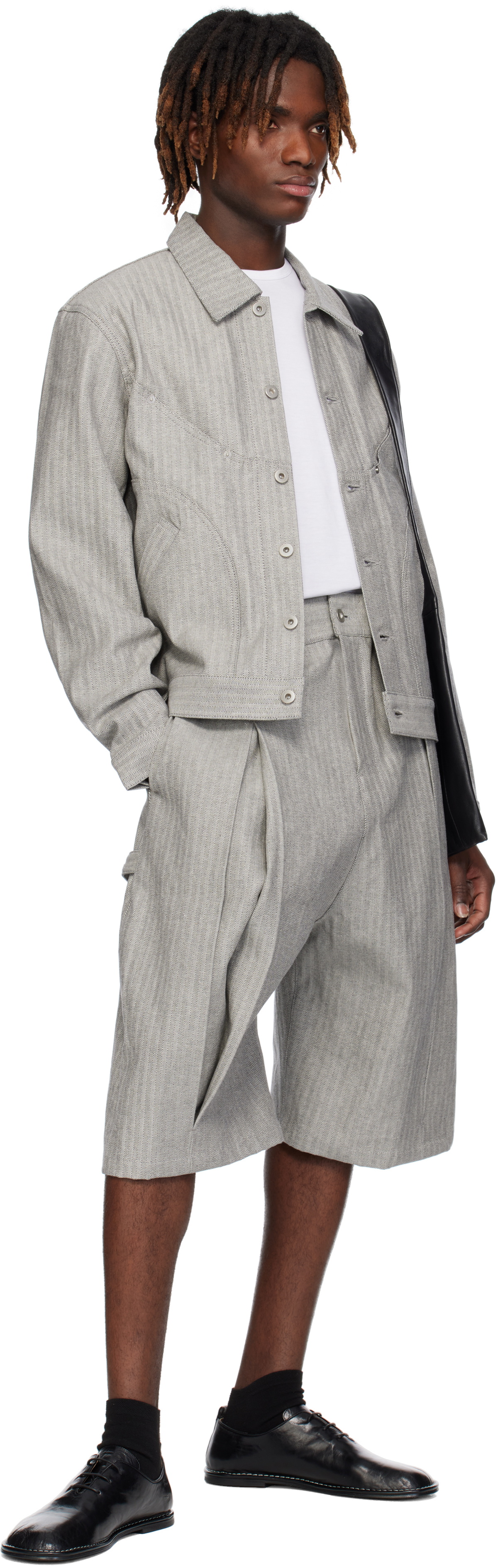 SAGE NATION Gray & White Jiji Denim Jacket SAGE NATION