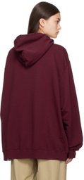 MM6 Maison Margiela Burgundy Embroidered Hoodie