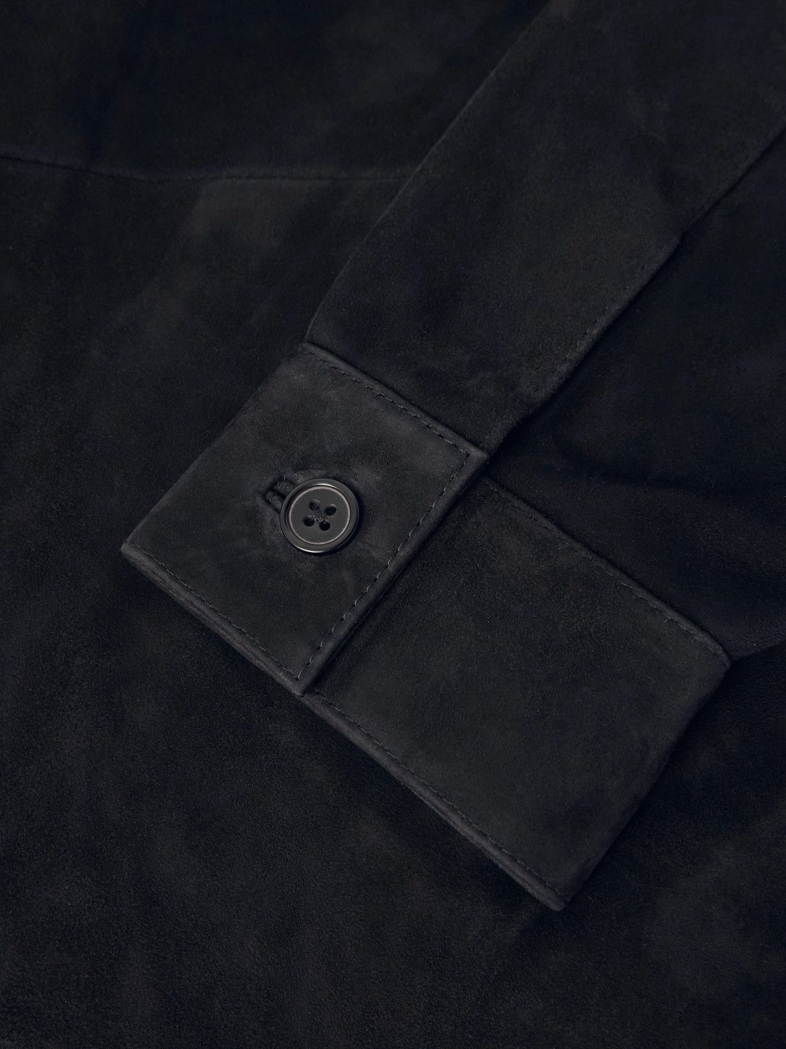 Officine Générale - Julien Camp-Collar Suede Overshirt - Blue