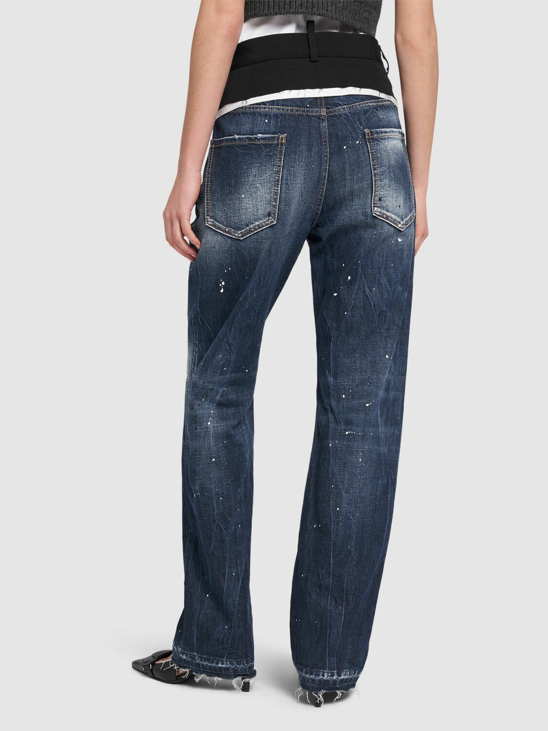 DSQUARED2 Denim & Canvas Mid Rise Baggy Jeans Dsquared2