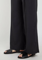 Lemaire Wide-leg Pleated Cotton Trousers Black