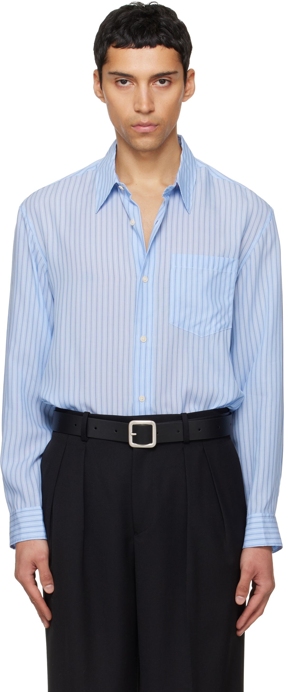 TONYWACK Blue Striped Lyocell Shirt