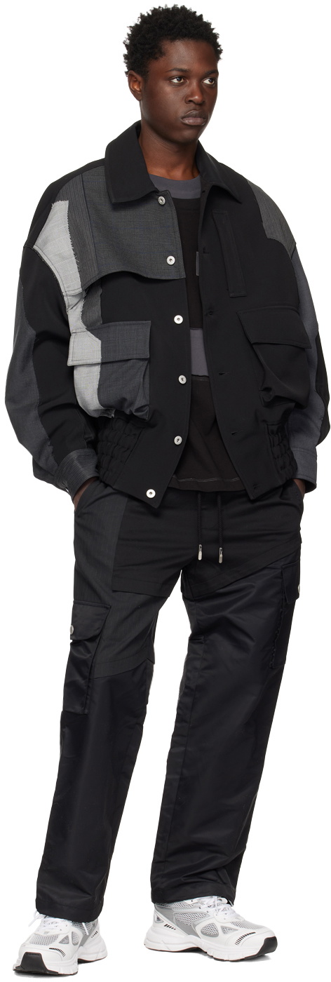 Feng Chen Wang Black Paneled Cargo Pants