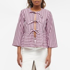 GANNI Stripe Peplum Blouse in Multicolour