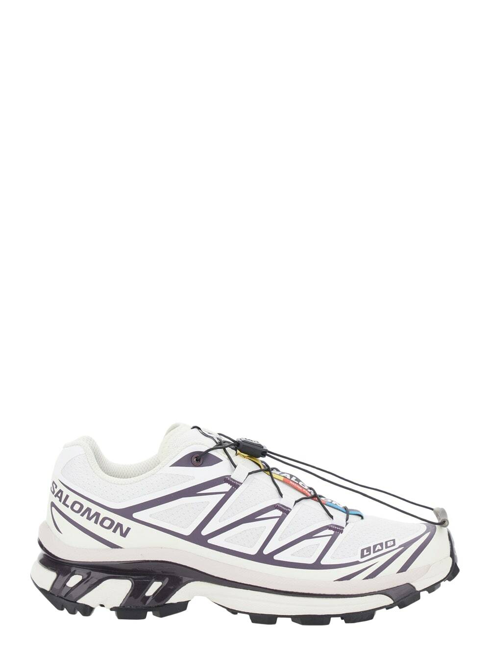 Salomon xt-6 White Low Top Sneakers With Front Lace-up Closure And Mxi Logo Lettering In Fabric Unisex