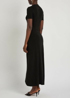 Rabanne Gathered Asymmetric Stretch-jersey Midi Dress Black