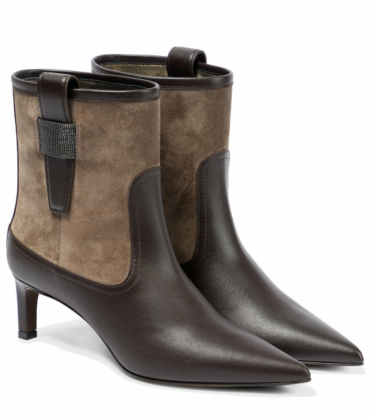 Brunello Cucinelli Women's Leather Ankle Boots Gold