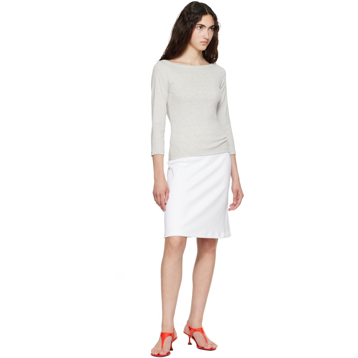 FLORE FLORE White Marie Midi Skirt