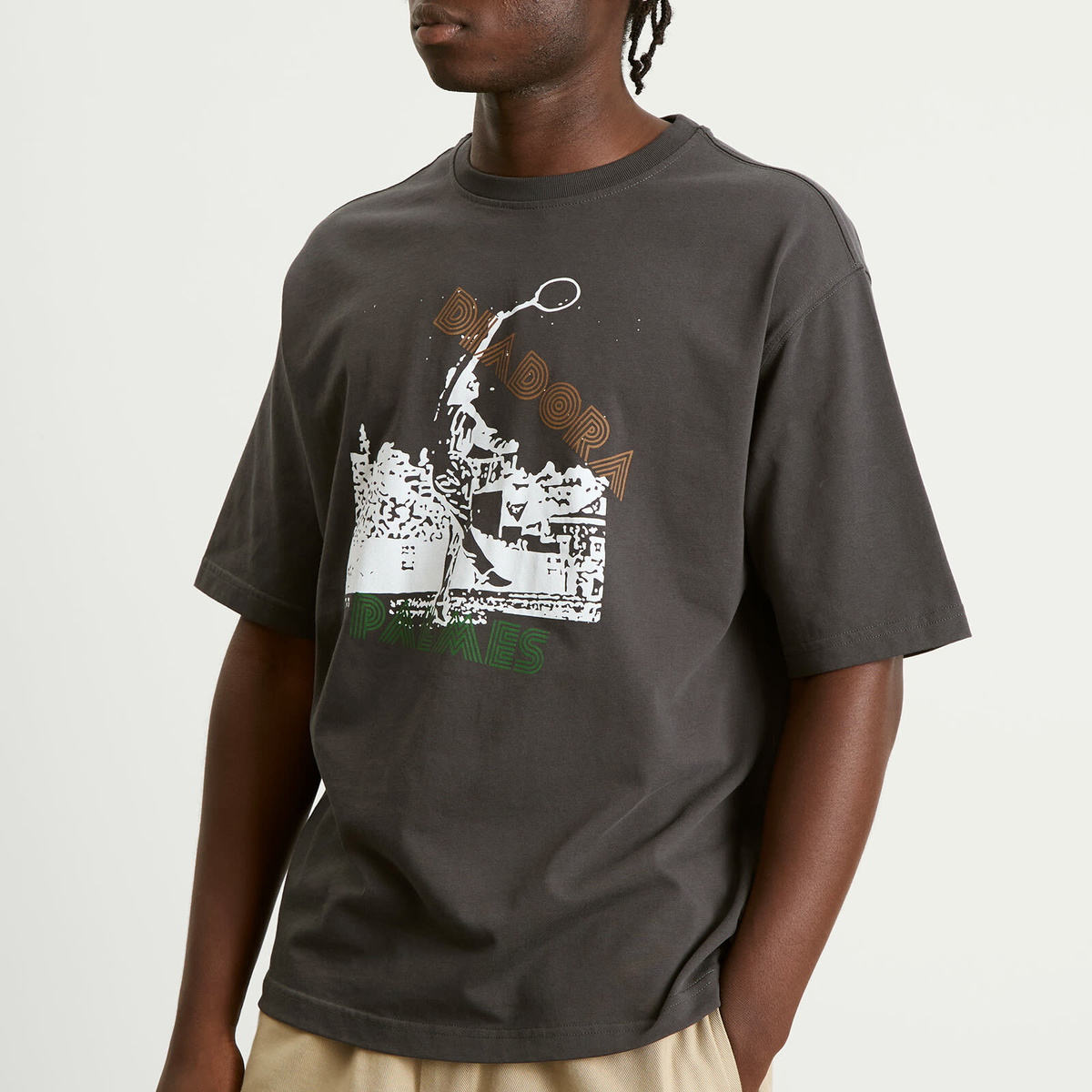 Diadora Men's x Palmes Legacy T-Shirt in Black Oyster