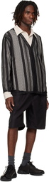 South2 West8 Black Poly Lace V-neck Cardigan