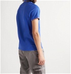 MONCLER - Slim-Fit Contrast-Tipped Logo-Appliquéd Cotton-Piqué Polo Shirt - Blue