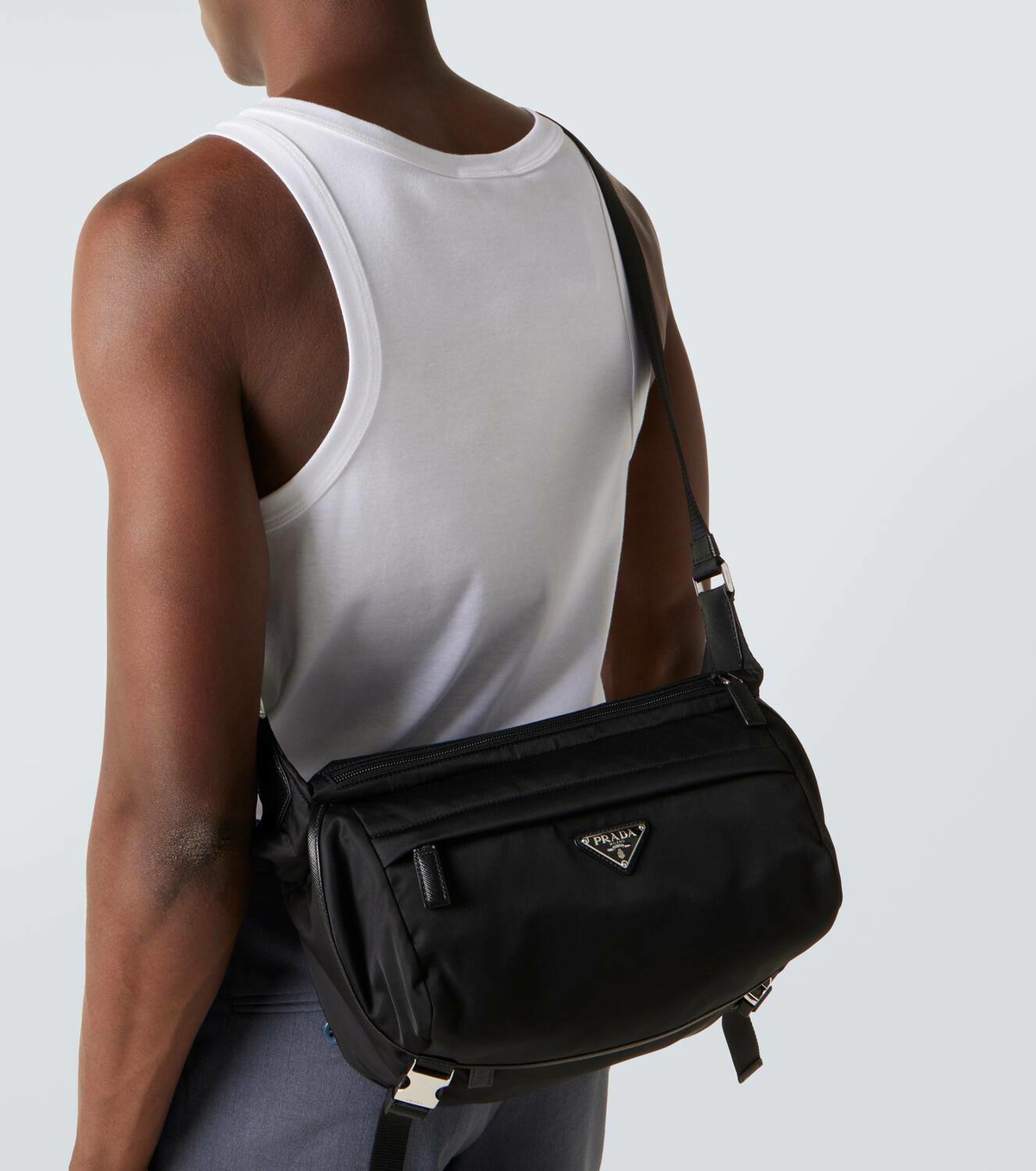 Prada Re-Nylon leather-trimmed shoulder bag Prada