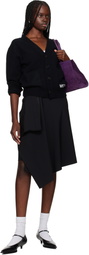 We11done Black Pocket Logo Knit Cardigan