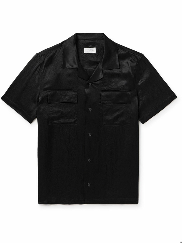 Photo: Saturdays NYC - Canty Logo-Embroidered Camp-Collar Satin-Twill Shirt - Black
